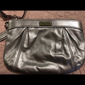 Silver Coach Wristlet